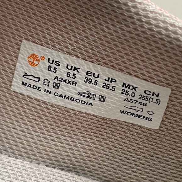 Timberland Earthkeepers LaceUp Sneakers Textile & Leather Trim Bleached Pink 8.5 - Picture 10 of 13